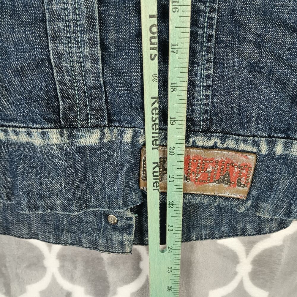 Parasuco Denim Jacket Rhinestone Studded Women Small Blue Western Festival - Picture 7 of 8